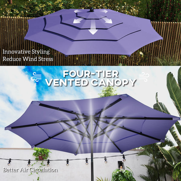 10.7-foot parasol with crank, push-button tilt, and vents, purple