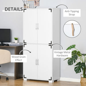Storage unit with 4 doors and shelves, white