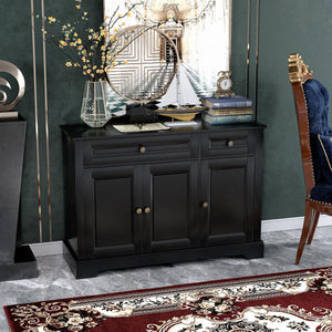 Modern sideboard with 2 drawers and adjustable shelves, black.