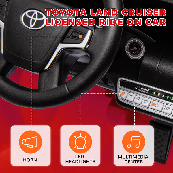 Licensed Toyota Land Cruiser 12V with Remote Control, Red