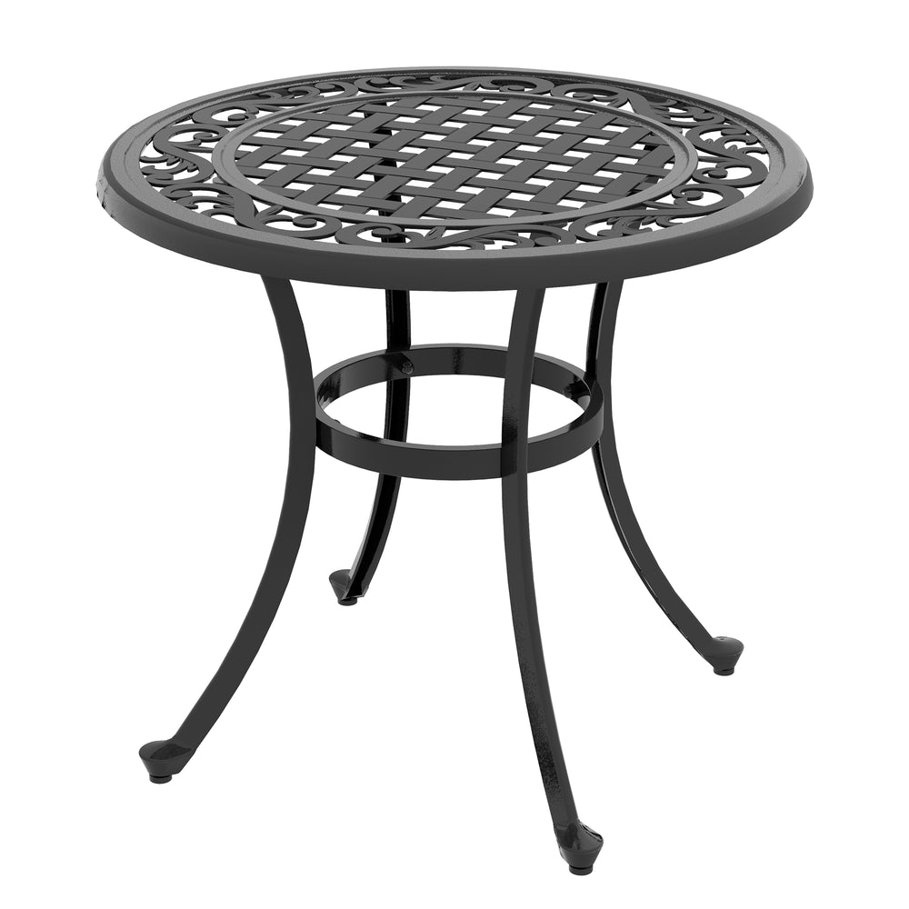 Patio Table with Cast Aluminum Frame, Adjustable Legs for Deck, Garden and Balcony, Black