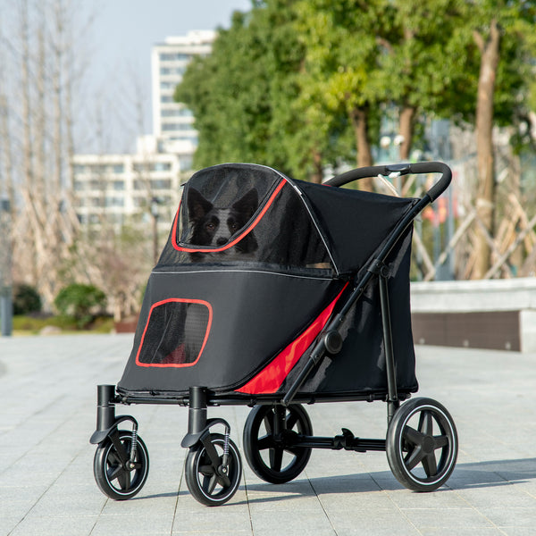 Foldable Pet Stroller for Large and Medium Dogs, Black