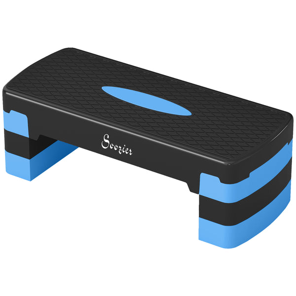 3-level adjustable aerobic step platform with non-slip surface – Blue