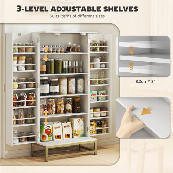 47-inch white pantry with 12 door shelves