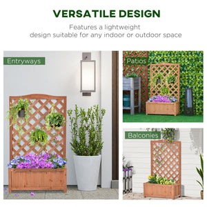 Wooden planter with trellis for climbing plants, brown