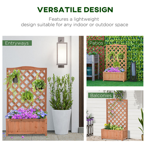 Wooden planter with trellis for climbing plants, brown