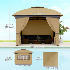 11 x 11 gazebo with curtains, windows and galvanized steel frame, beige
