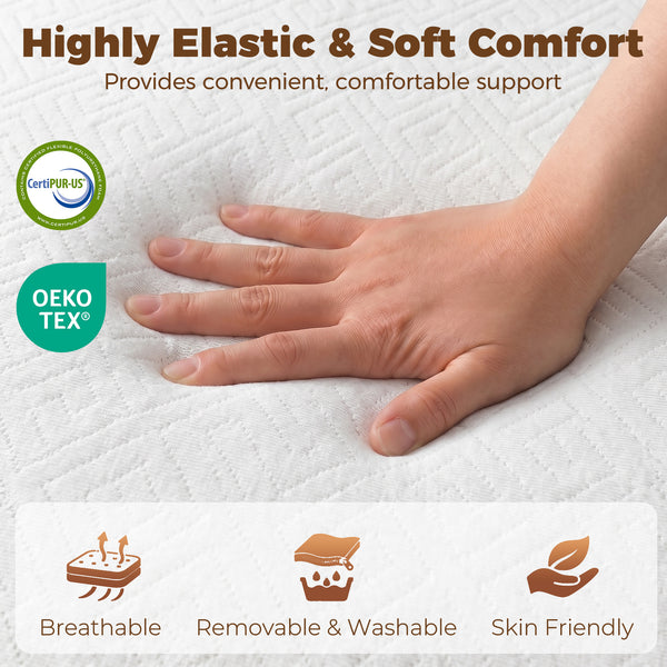 6-inch 3-Section Folding Twin Mattress with Cooling Gel Memory Foam – White and Gray