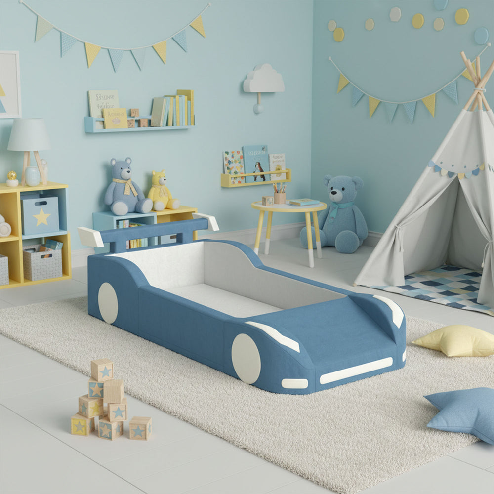 Blue foam car play modules with ball pit