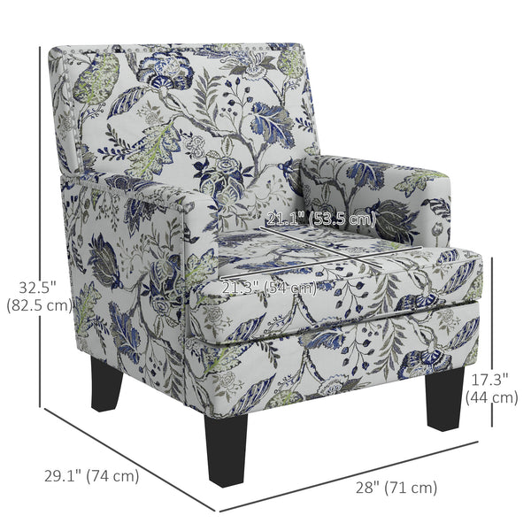 Floral patterned upholstered armchair