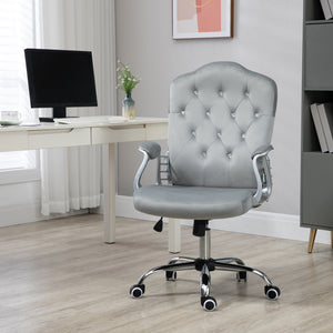 Velvet office chair with swivel casters, grey