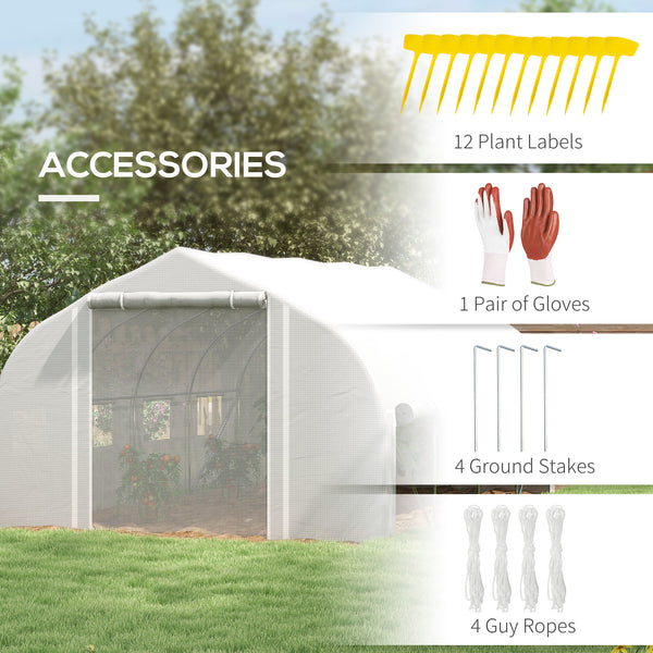 Tunnel greenhouse with roll-up, zippered side panels 