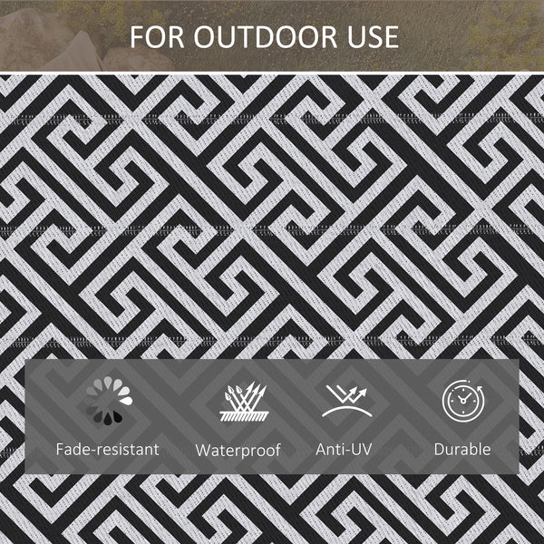 Reversible outdoor rug, black and white
