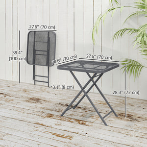 Folding square patio table with a gridded rattan top