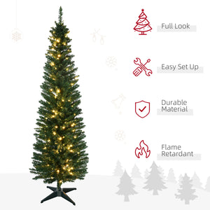 6ft Pre-Lit Green Artificial Christmas Tree with Warm White LED Lights