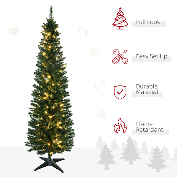 6ft Pre-Lit Green Artificial Christmas Tree with Warm White LED Lights