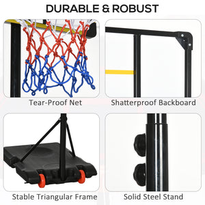 Portable basketball hoop, adjustable height from 1.80 m to 2.10 m, with wheels