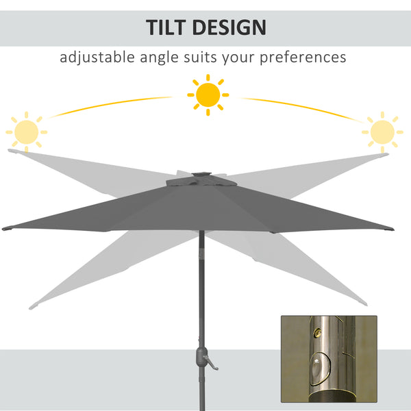 8.8-foot sun umbrella with 24 LED lights, tiltable canopy, anthracite grey 