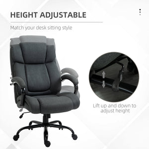 High-capacity office chair with wide seat, pocket springs, and rocking function – Charcoal grey