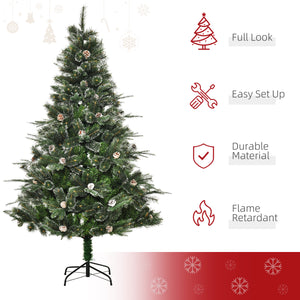 6ft Artificial Christmas Tree with Automatic Opener and Pine Cone
