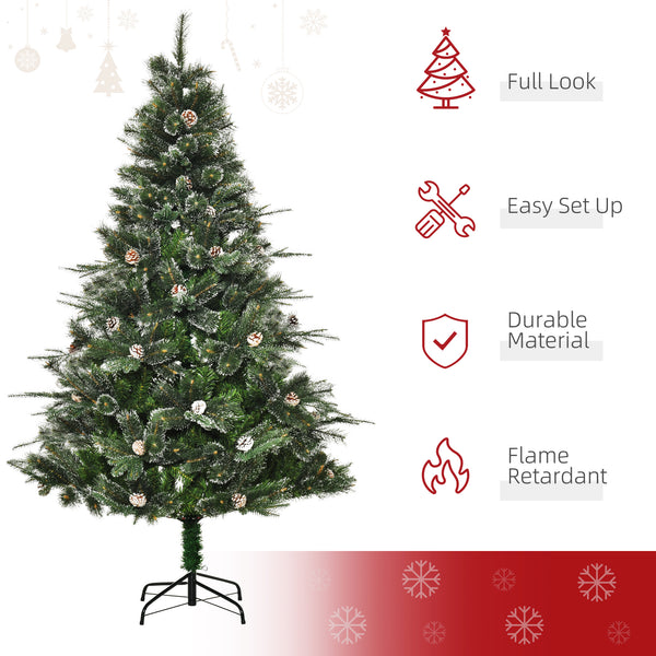 6ft Artificial Christmas Tree with Automatic Opener and Pine Cone