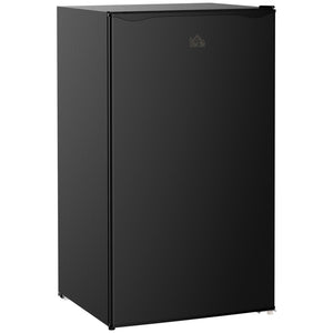 Compact refrigerator with freezer, adjustable shelf, mechanical thermostat and reversible door, black