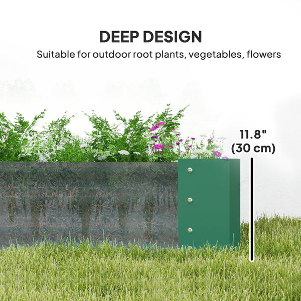 Reinforced galvanized raised planter with open bottom, green 