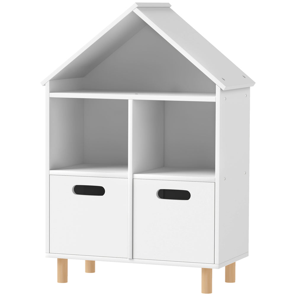 3-Tier Bookcase with Two Drawers for Children's Room, White