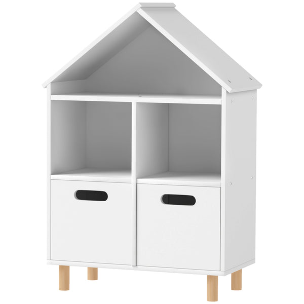 3-Tier Bookcase with Two Drawers for Children's Room, White