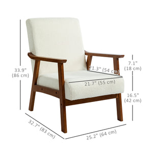 Accent chair with wide seat and thick padding, white