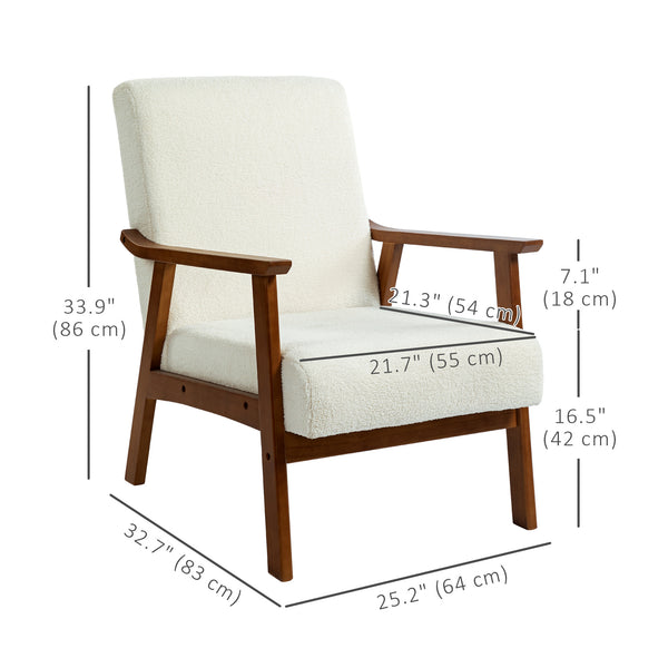 Accent chair with wide seat and thick padding, white