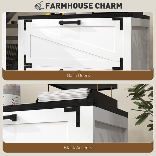 Country Style 2 Drawer Filing Cabinet with Adjustable Hanging Bars for Letter, A4, Legal Size, White