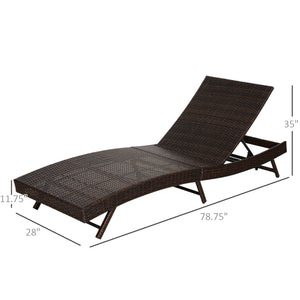 Wicker chaise longue with 5-position adjustable backrest, cream white