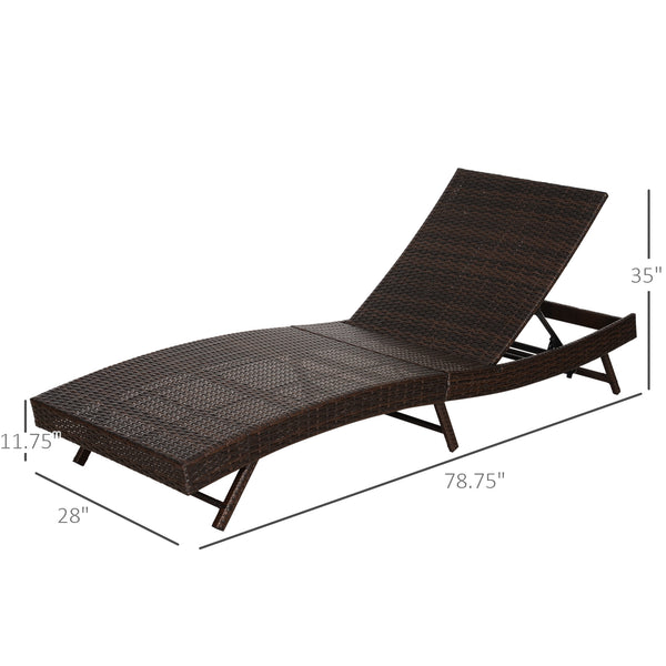 Wicker chaise longue with 5-position adjustable backrest, cream white