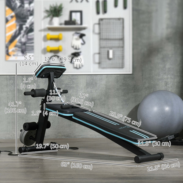 Foldable weight bench with 7-position adjustable backrest – Black and blue