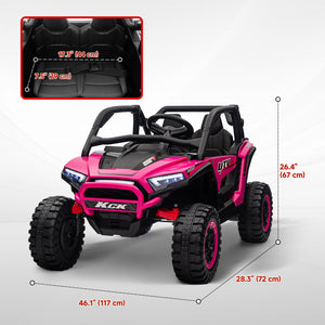 24V 2-seater electric truck with spring suspension, pink