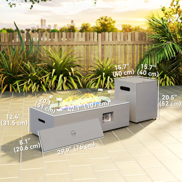 42" 50,000 BTU Propane Gas Fire Pit Table with Pop-Up Propane Tank Holder and Waterproof Cover