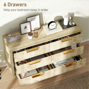 6-drawer fluted chest of drawers with pine legs