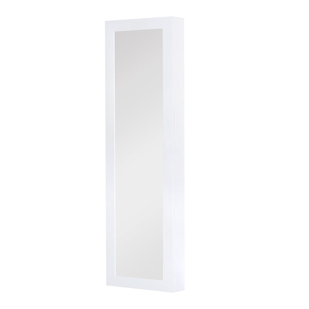 Jewelry armoire with full-length mirror, white