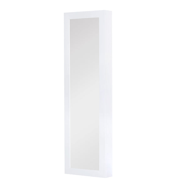 Jewelry armoire with full-length mirror, white