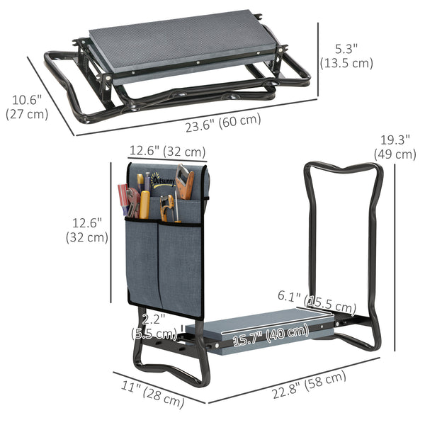 Folding garden bench and kneeler with foam seat