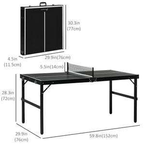 Folding table tennis table with aluminum frame, black