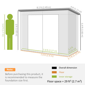 Galvanized garden shed with double doors and 2 vents, teak