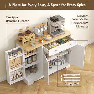 Modern Sideboard with Drawer, Adjustable Shelf, 3 Doors, for Dining Room, White