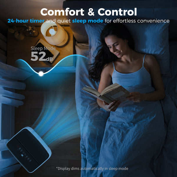 14,000 BTU 5-in-1 Portable Air Conditioner with Cooling, Heating, Dehumidifying, Fan, Sleep Mode, Wi-Fi Voice Control, White