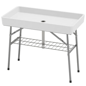 Folding cooler table with drainage system