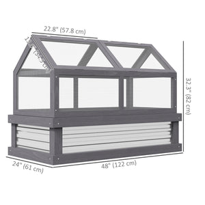 Raised garden kit with greenhouse, wooden cold frame