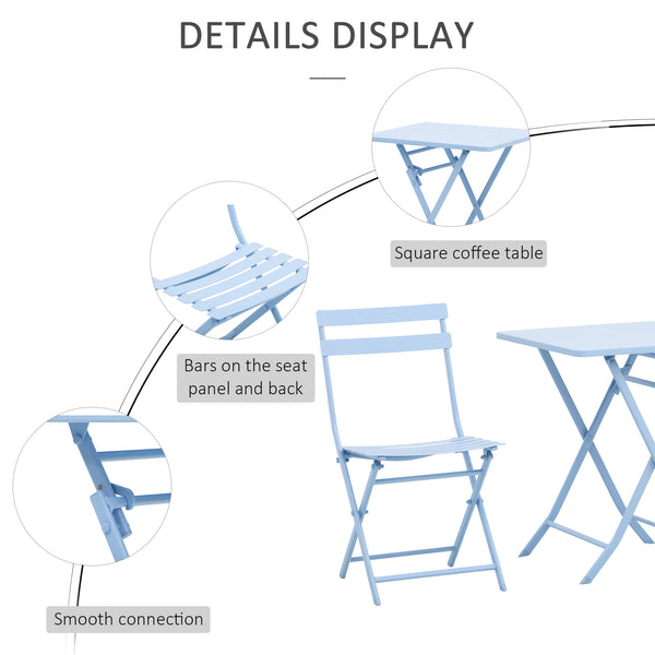 3-piece garden bistro set, blue