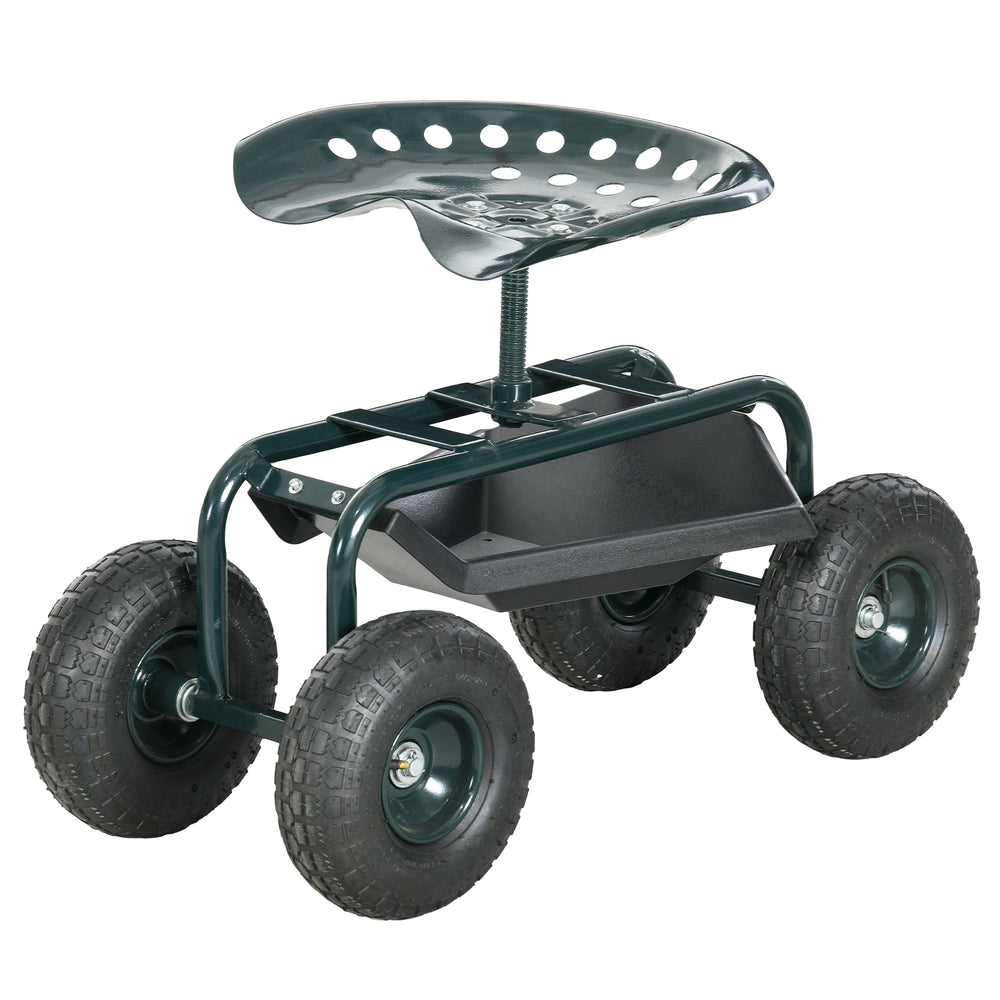 Garden cart with seat on wheels