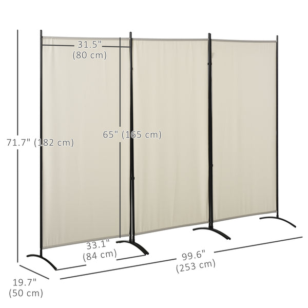 3-panel folding partition wall with double hinges, beige